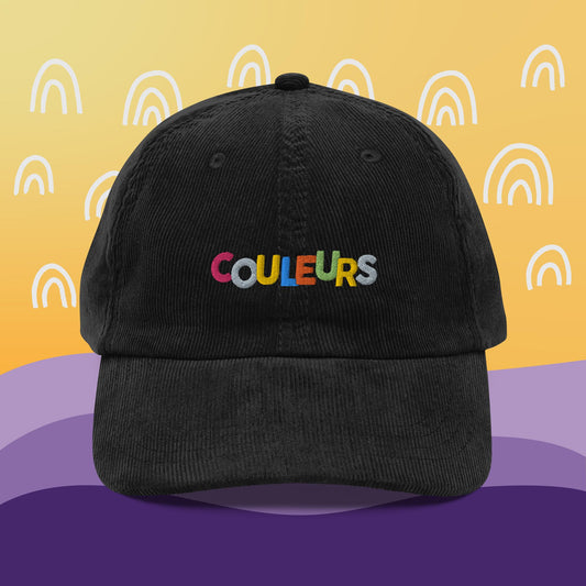 Embroidered Corduroy "Couleurs" Logo Cap